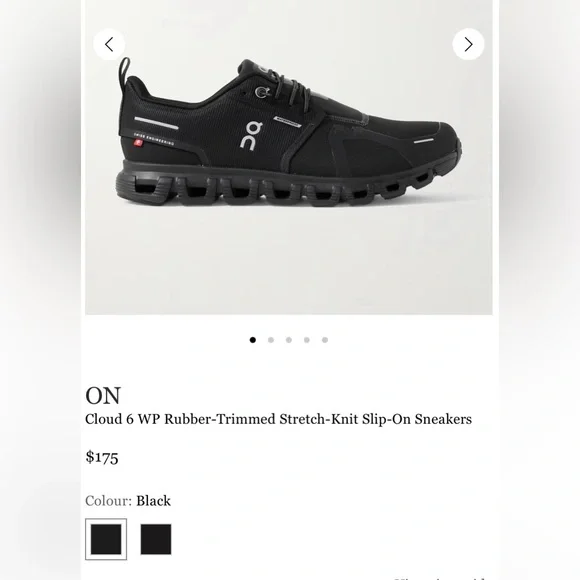 NWT💎On Cloud 6 Black Waterproof Running Shoe Sneaker 8.5W New in Box Retail $175 - Picture 4 of 4